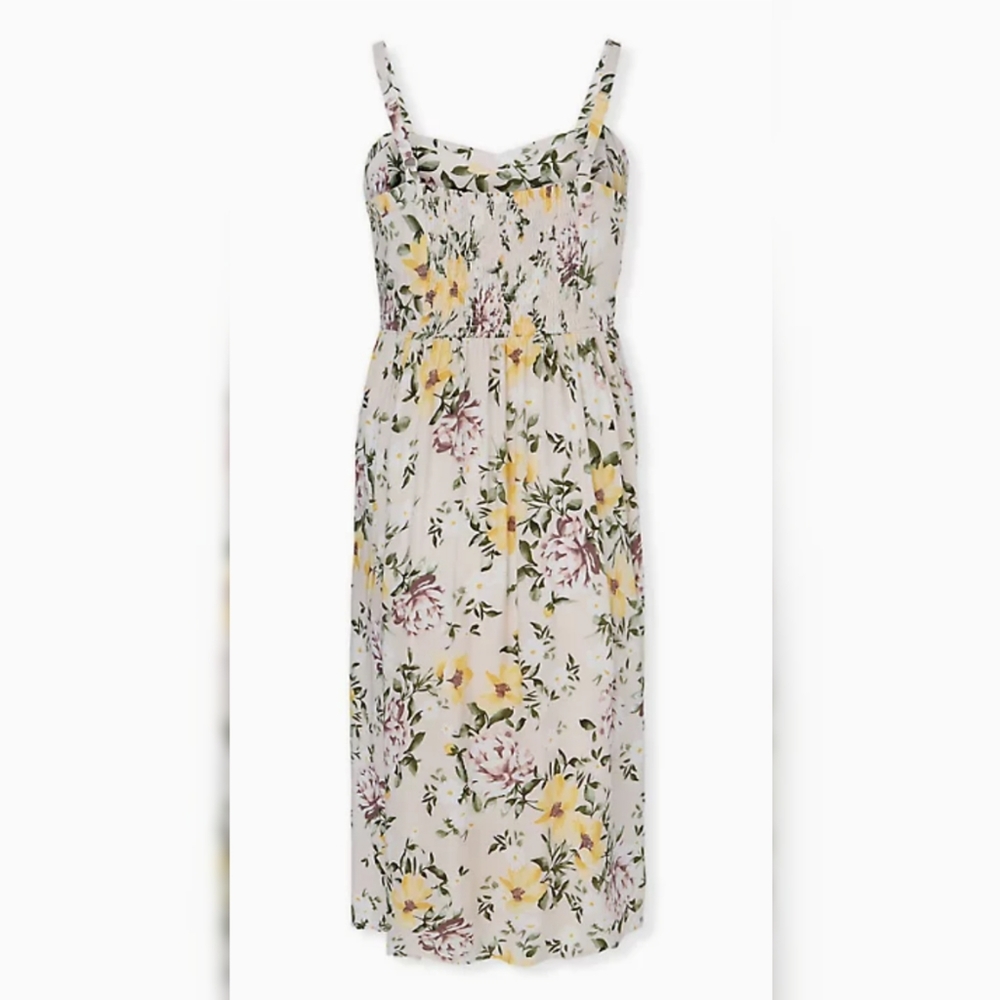 Torrid Sz 1 Floral Ivory Challis Midi Dress 18